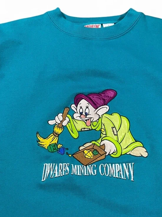 Disney Teal Crewneck Sweatshirt with Multicolor Dwarf Graphic - Picture 2 of 4